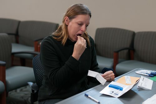 bone marrow donor getting oral swab