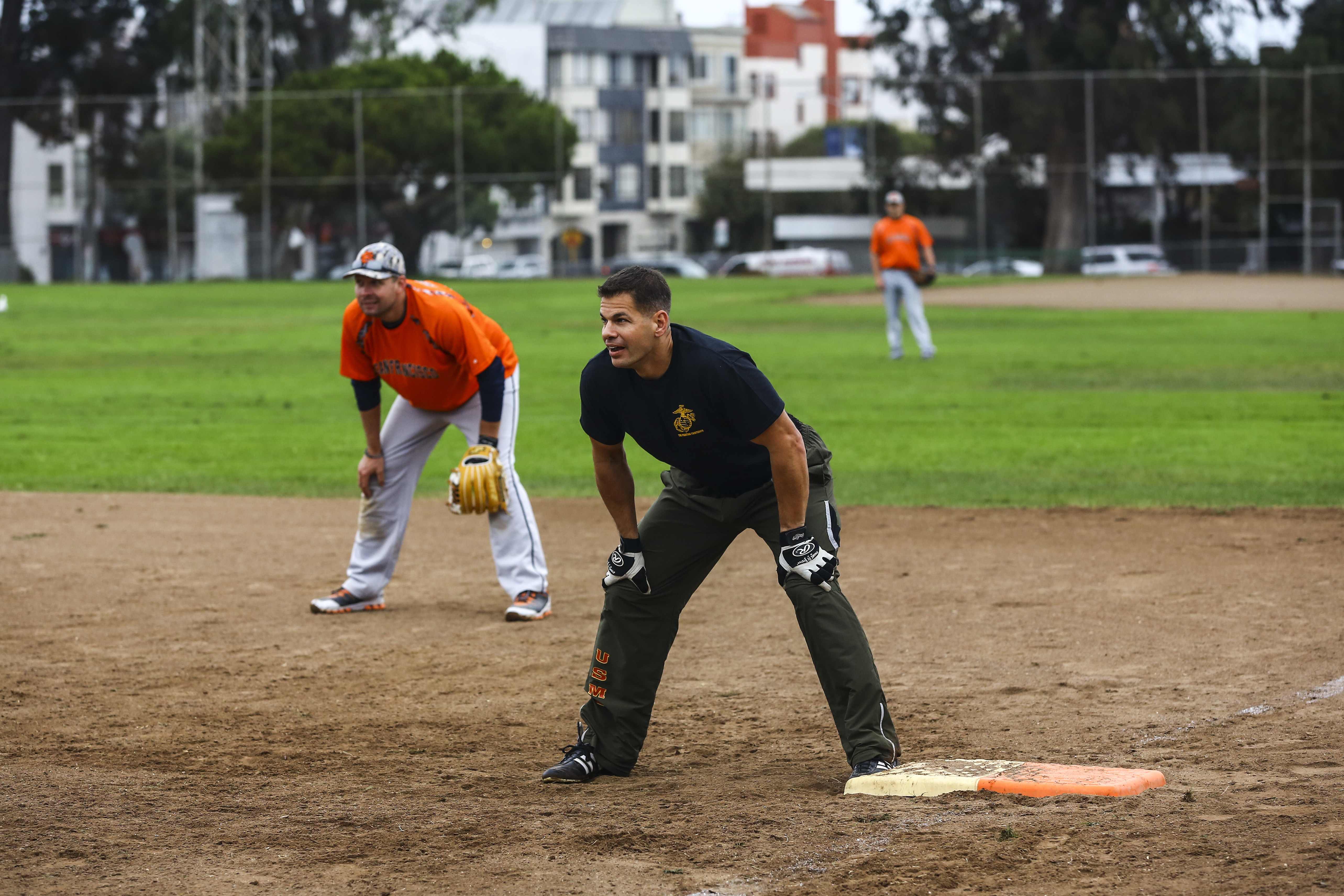Marines play softball 