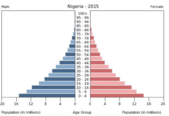 Population pyramid of Nigeria 2015