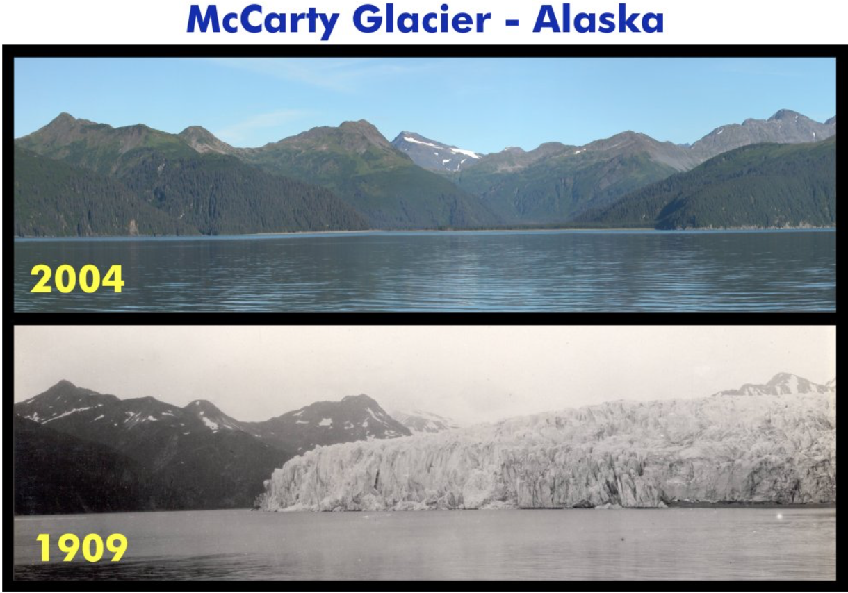 McCarty Glacier in 1909 and 2004