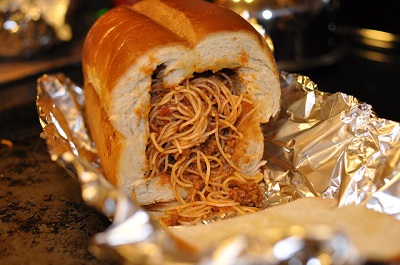 sub with spaghetti 