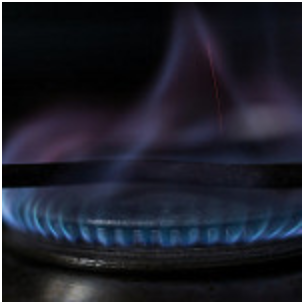 blue flame of stove