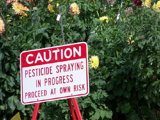 Caution pesticide spray sign