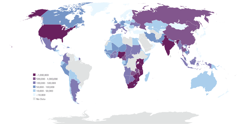 HIV global rates of infection
