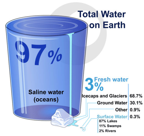 Percentage of fresh water on Earth