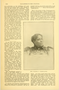Magazine page of Margaret Murray Washington in Gleanings in bee culture from 1874