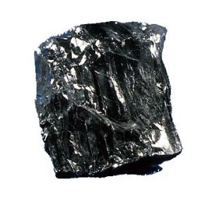 A black, shiny rock