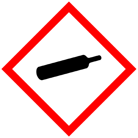 is a sign containing the symbol for gas pressure hazard