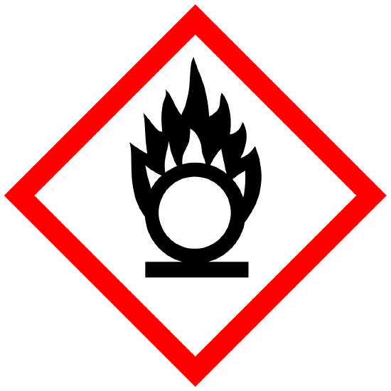 is a sign containing the symbol for oxidizer hazard