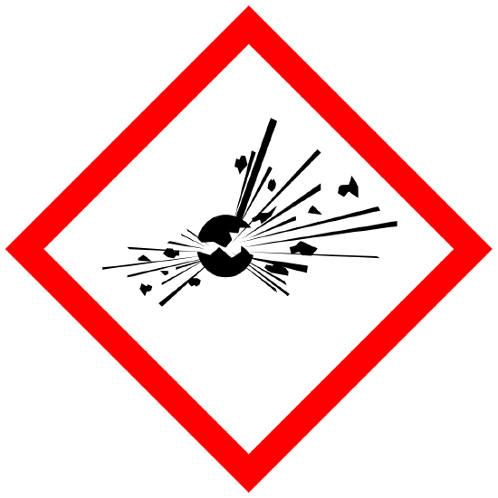 is a sign containing the symbol for explosion hazard