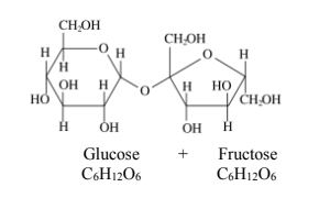 the molecular structure of sucrose as glucose linked to fructose