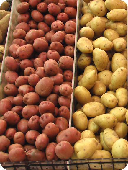 potatoes for sale at a grocery store