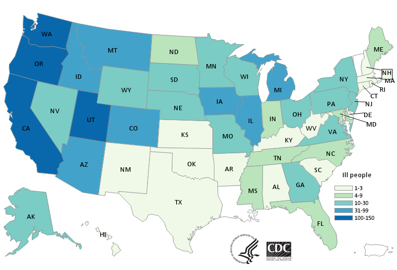 CDC salmonellosis map