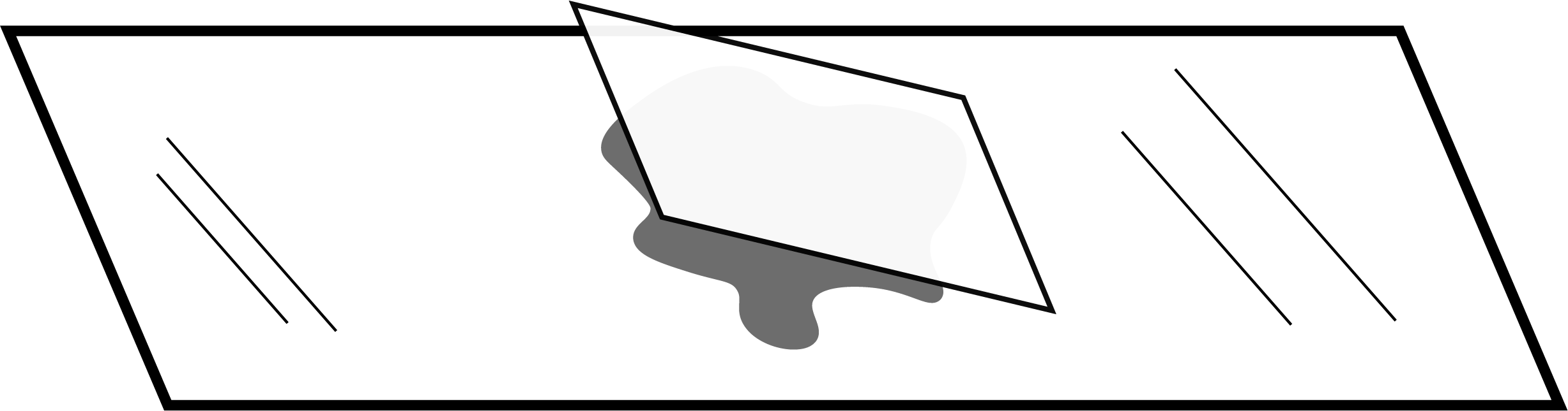 Una gotita de líquido en el centro de un portaobjetos con un cubreobjetos en ángulo, un lado tocando el portaobjetos, encima de él.