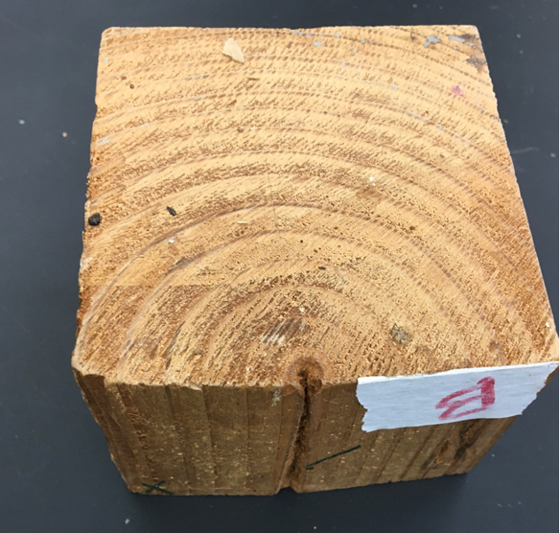 A square block of wood in cross section, labeled B