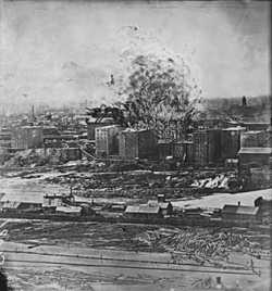 The artistic representation of Washburn A Mill's factory explosion