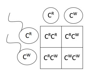 A Punnett square for two heterozygous parents.