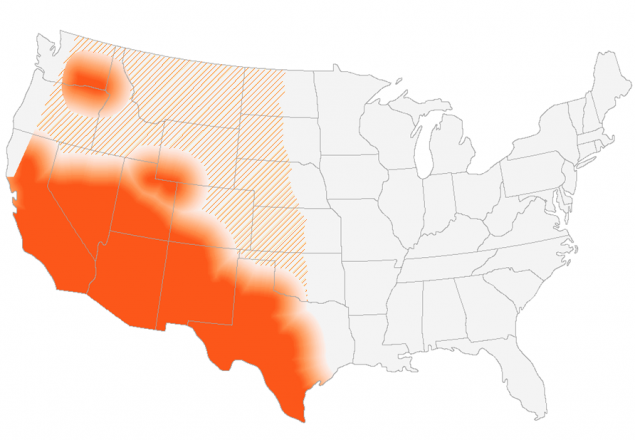 Coccidiomycosis geographical distribution is in the western half of the United States