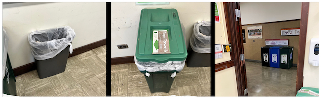 Image of various trash receptacles to be used in the microbiology lab