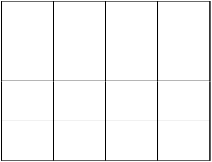 Blank grid with four rows and four columns